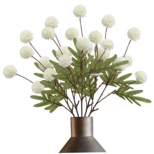 5pcs Faux Mütter 20 Zoll weiße Seidenblüten Stängel mit 5 Pom -Pom -Kugeln, künstlichen weißen Müttern kleine Chrysanthemenblumen, Kunstweißmutter für ästhetische Raumdek
