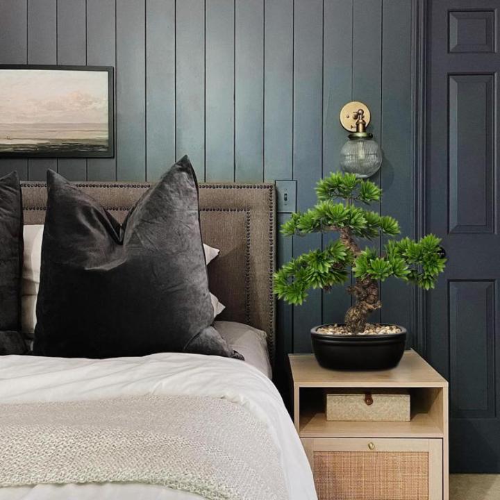 Kunstbonsai Natuurgetrouwe kunstplant als echte kunstmatige bonsaiboom met pot voor badkamer, kantoor, vensterbank, decoratie, hoogte 40 cm