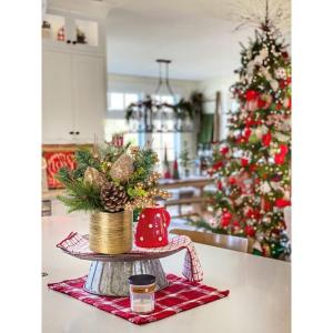 Mini tafeldecoratie, kerstboom, kunstplant in pot, kerstdecoratie met peer en dennenappels, voor kerstdecoratie, wooncultuur, keuken, eettafel, decoratieve plant, kamerplant, tafel