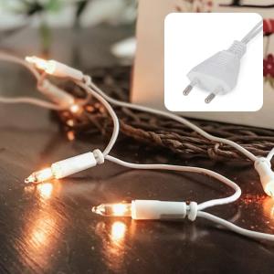 839081 Lichtsnoer voor , 100 lampjes, 14,85 m, kerstverlichting, mini-lichtketting voor ramen, kerstdecoratie, kaarsen lichtketting met stekker, lichtsnoer, stopcontact, met witte 