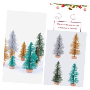 10St Mini-Weihnachtsbaum realistische kleine weihnachtsbäume Künstliche Sisalbäume künstlicher Weihnachtsbaum künstliche weihnachtsbäume Flaschenbürstenbäume Sisal mit Holz