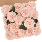 Kunstbloemen, rozen, 25 stuks, kunstrozen met stelen, kunstbloemen, rozen voor bruiloft, thuis, feest, babyshower, Valentijnsdag, decoratie, blush
