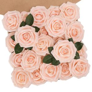 Kunstbloemen, rozen, 25 stuks, kunstrozen met stelen, kunstbloemen, rozen voor bruiloft, thuis, feest, babyshower, Valentijnsdag, decoratie, blush
