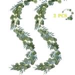 2 Pcs Eukalyptus Girlande Künstlich Pflanz Greenery Künstliche Eukalyptus und Weidenranken Girlande für Hochzeit Party Home Dekoration Zubehör Wand Dekoration
