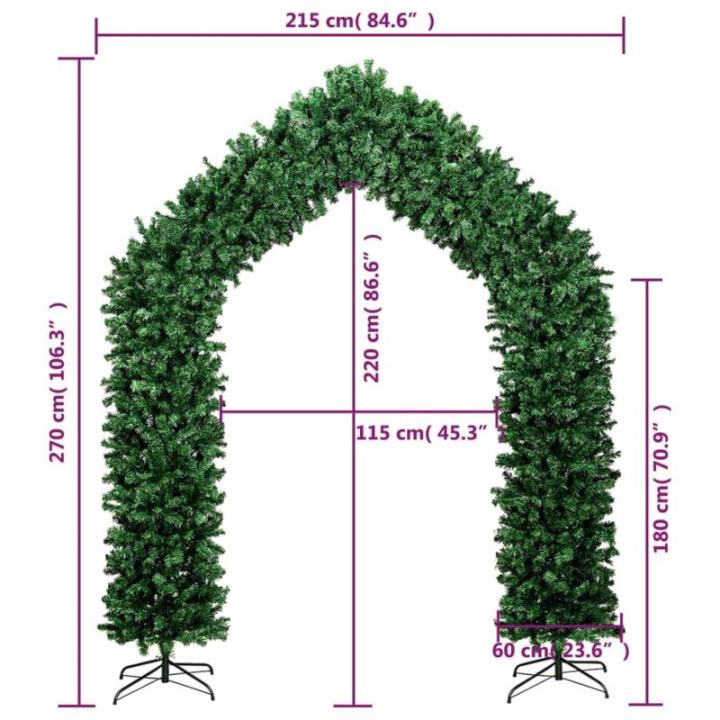 Mobili Weihnachtsbaum mit Bogen Grün 270 cm, Weihnachtsdekoration, Weihnachtsbaum, künstlicher Weihnachtsbaum, dünner Ständer