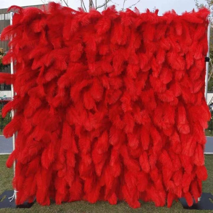 Künstliche Blumen-Wandpaneele, Rote Blumen-Wandmatte, Seide, Straußenfedern, Blumenpaneele, Bildschirm, Blumenpaneel, Wandhintergrund, Dekoration Für Hochzeit, Party, Event, Bra