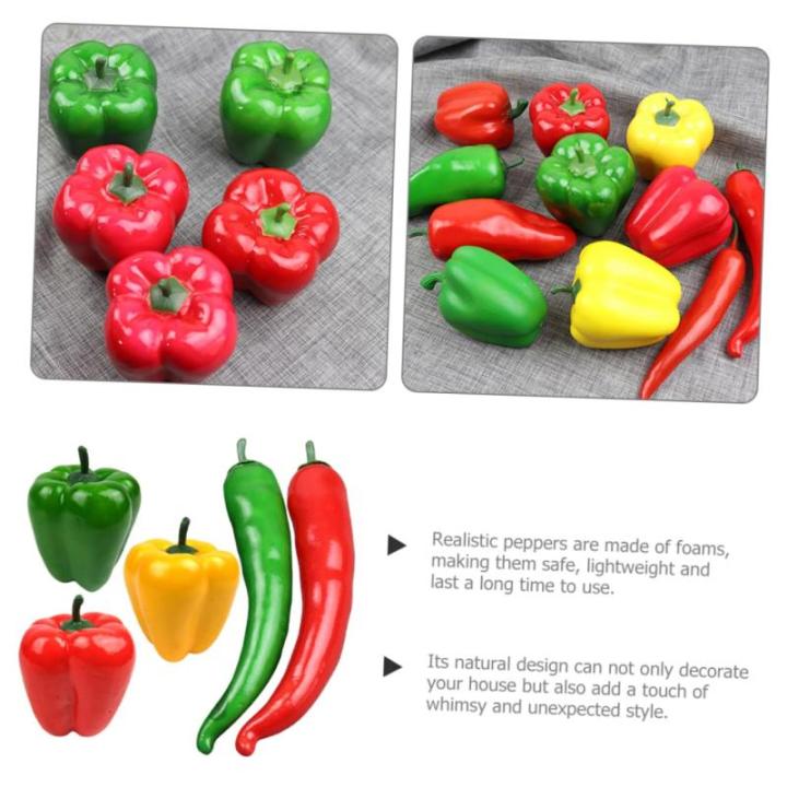 5 Sätze Simulationsmodell Paprika Falscher Chili Schäumt Chili Auf Food-Modell-Requisite Realistische Paprika Gefälschte Chilischoten Gemüse Falsches Chili Poly-Drache 5 Stück