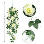 2 stuks kunstmatige rozen bloemen kunstmatige hangende mand plant wijnstok nep zijde hangende bloem voor tuin muur hek bruiloft balkon outdoor indoor huis deur decoratie