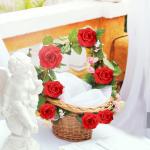 Kunstbloemkoppen, 50 stuks, kunstbloemen, rozen, voor bruiloft, feest, decoratie, doe-het-zelf (Ø 6 cm, rood)