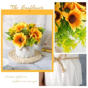 , zonnebloemen, , zonnebloemen, met vaas, decoratie, bloemenboeket, zijdebloemen voor bruiloft, thuis, bloemenarrangementen, tafeldecoratie