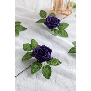 25 stuks echt uitziende nep roos hoofd, nepbloemen Realfor DIY bruiloft boeketten centerpieces arrangementen feest woondecoraties, paars