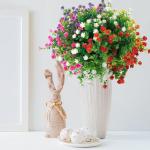 Kunstbloemen voor buiten, gemengde kleur, uv-bestendig, , bloemen in grote hoeveelheden voor het ophangen van plantenbakken, buiten, veranda, vaas, thuis, raamdecoratie, 7 bundels