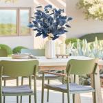 6 Stück Kunstpflanzen Eukalyptus blau künstliche Eukalyptusblätter Zweige mit Samen Silberne Dollar-Pflanzen für Zuhause Innenbereich Vase Blumenarrangement Party-Dekoration