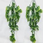 Monstera Kunstplant om op te hangen, 2 stuks, 74 cm, hangende om op te hangen, Monstera, kleine bladeren, hangplanten voor binnen en buiten, decoratie