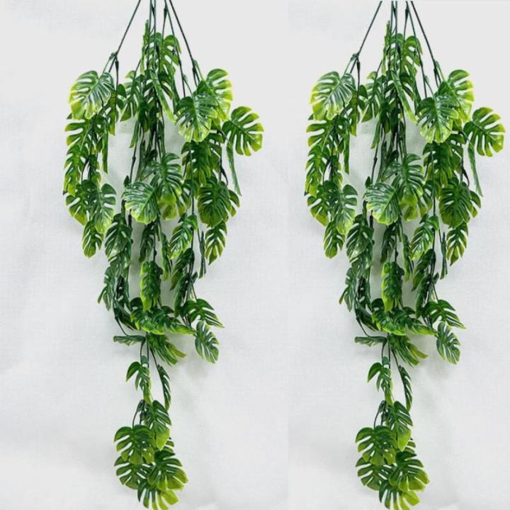 Monstera Kunstplant om op te hangen, 2 stuks, 74 cm, hangende om op te hangen, Monstera, kleine bladeren, hangplanten voor binnen en buiten, decoratie