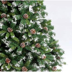 6 fuß beflockter Schnee-Weihnachtsbaum, künstliche weihnachtskiefern mit aufklappbarer tannenzapfendekoration, unbeleuchtet, metallständer für Festliche feiertagsdekoration, da