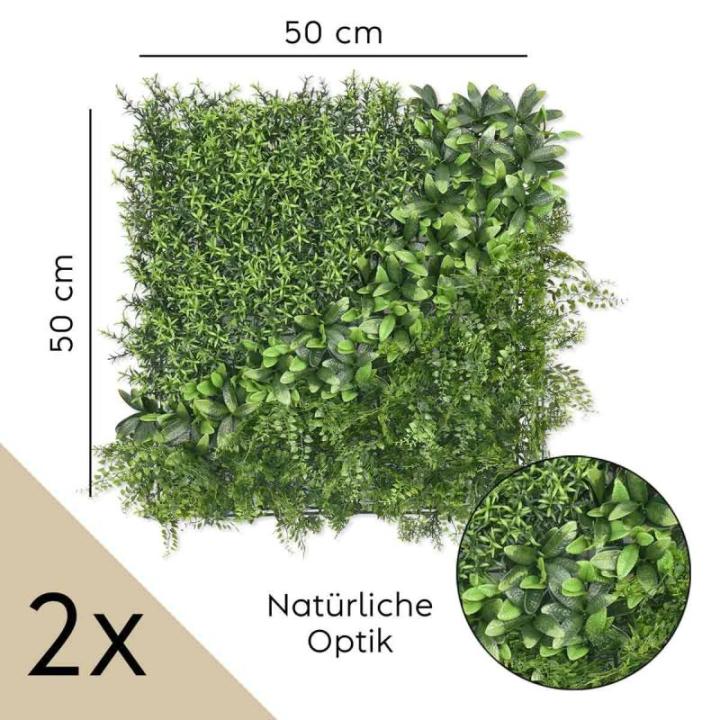 wand, bosgroen, set van 2, elk 50 x 50 cm, groen voor binnen en buiten, uv-bestendig, onderhoudsvriendelijk en duurzaam, verticale tuin voor een feel-good sfeer en