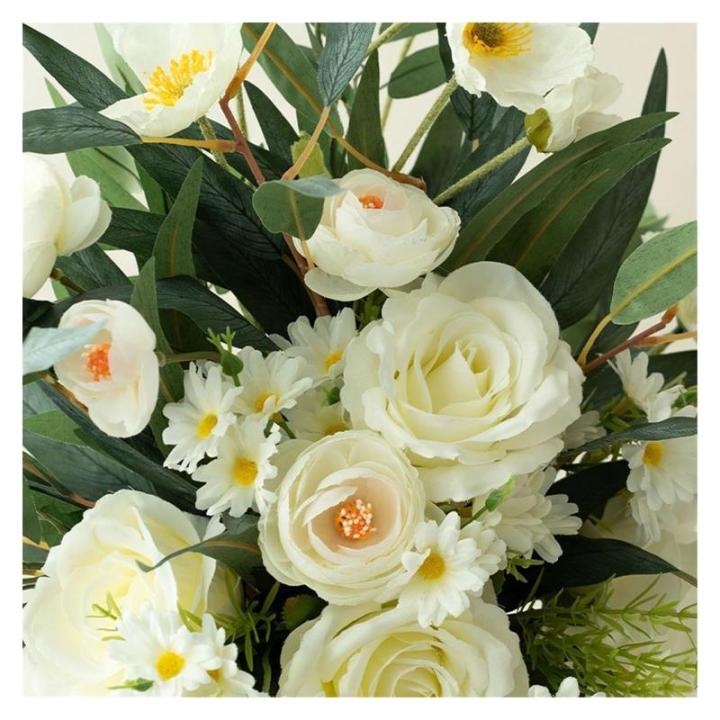 Kunstblumen Künstliche Blumen in Keramikvase – Innendekoration für Zuhause, Wohnzimmer und Büro – pflegeleicht, frisch und hell für jeden Anlass