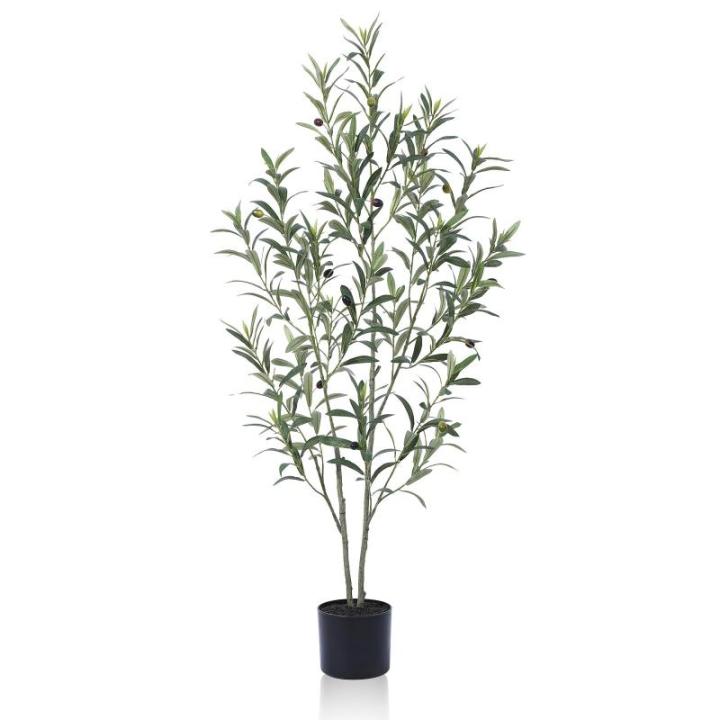 Kunstolijfboom, 120 cm, kunstplant olijfboom met natuurlijke houten stam en levensechte vruchten voor thuis- en kantoordecoratie, grote voor binnen, 1 verpakking