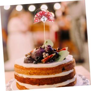 2St Blumenstab 2022 Cupcake-Picks fächerförmiges Dekorpick Sushi-Ornamente DIY blumenarrangements Picks würfelunterlage einhelll fächerförmige Spitzhacke DIY-Fan-Pick Plastik