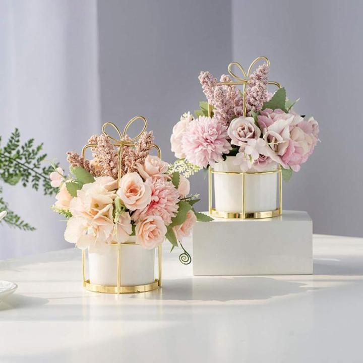 Kunstblumen Künstliche Pflanzen, europäische Keramikvase, Büro, Kaffee, Desktop, künstliche Blumen im Topf, künstliche Nelkendekoration für jeden Anlass