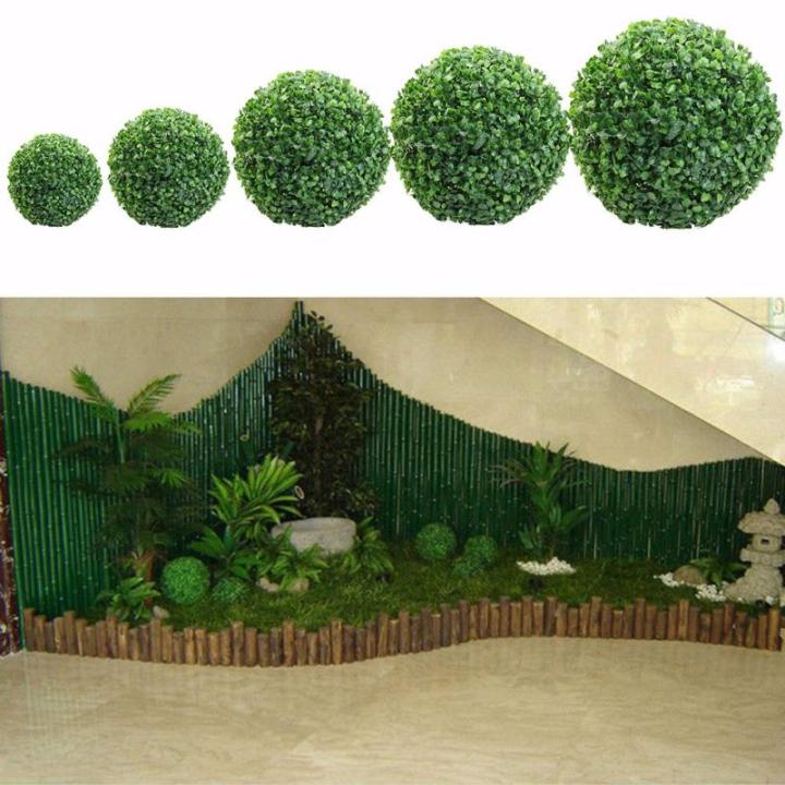 Grüner Kunststoff-Pflanzenkugel, Dekoration für Zuhause, Outdoor, Hochzeit, Party, Dekoration, Pflanzen, Grasball, 10 cm bis 40 cm (15 cm)