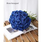 12 stuks Kunstmatige Rozen, 53cm Kunstrozen Enkele Lange Steel , Realistische voor Bruiloftsboeket, Thuis Tuin Woonkamer Hotel Kantoor Decoratie (Blau)