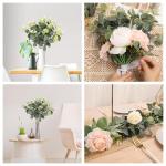 Kunsteucalyptus-stammen, 8 stuks, eucalyptus bladplanten, groene eucalyptus-stammen, bladeren, boeketten voor bloemen, slinger, krans, bruiloft, thuis, tafel, indoor, outdoor decor