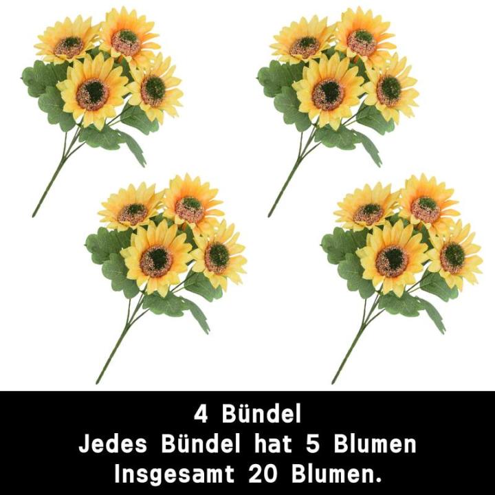 Dekoblumen Künstlich 20 Bündel Kunstblumen Deko Sonnenblumen Fake Blumen wie Echt für Hochzeit Geburtstag Blumenstrauß Garten Balkon Außen Innen Deko 1506