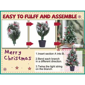 Kleine kerstboom 3 voet, 3 voet kerstboom met decoraties, volledige en realistische kunstijskralen, geef het geheel een bijzonder kersttintje