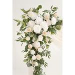 Künstliche Hochzeitsbogenblumen (5er-Pack) mit 2 Blumengirlanden und 3 durchscheinenden Gaze-Drapierstoffen für Hochzeitsfeier, Kaminsims, Tischläufer, Heimdekoration, 7