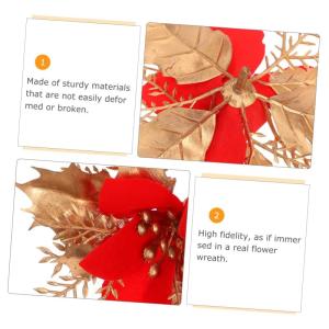 6 STK Weihnachtsdekorationen Weihnachtsstern-Picks Weihnachtsbaum Dekor Blumenklammern Christbaumschmuck Feiertagsschmuck Weihnachtsblumenkranz Rote Weihnachtsblumen PVC