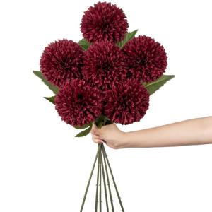 10 cm grote kunstbloemen hortensia met 63 cm lange steel, 6 stuks rode kunstmatige hortensia-bloemen, kunststof bloemen hortensia voor bruiloftsdecoratie, woondecoratie, kantoor, t