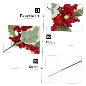 6 stuks rode bessen stekken kersendecoratie kerstbessen takken Kerstmis kunstmatige bessen decor bordeauxrode bessen plukken krans van rode bessen kerstboomversiering schuim