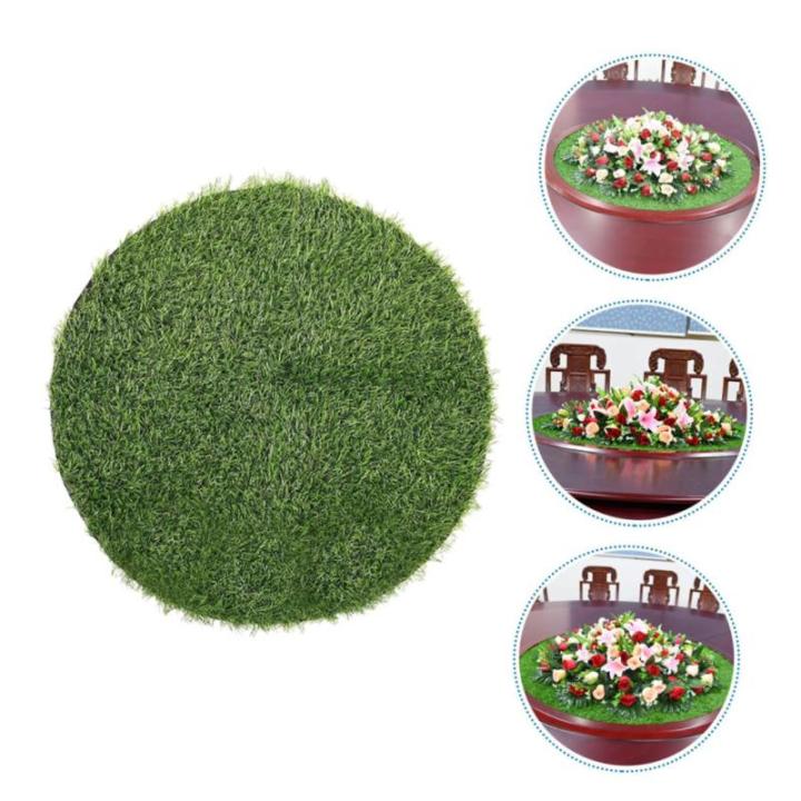 Schachtdeksel decoratie gazon eettafel decoratie tafelloper van gras tapijt bureauonderlegger placemat placemat ronde schachtafdekking groene planten