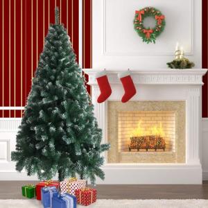 Kunstkerstboom, 120/150/180/210 cm pvc-materiaal, verdikte takken, opvouwbaar, met robuuste sokkel, groen en wit, 150 cm