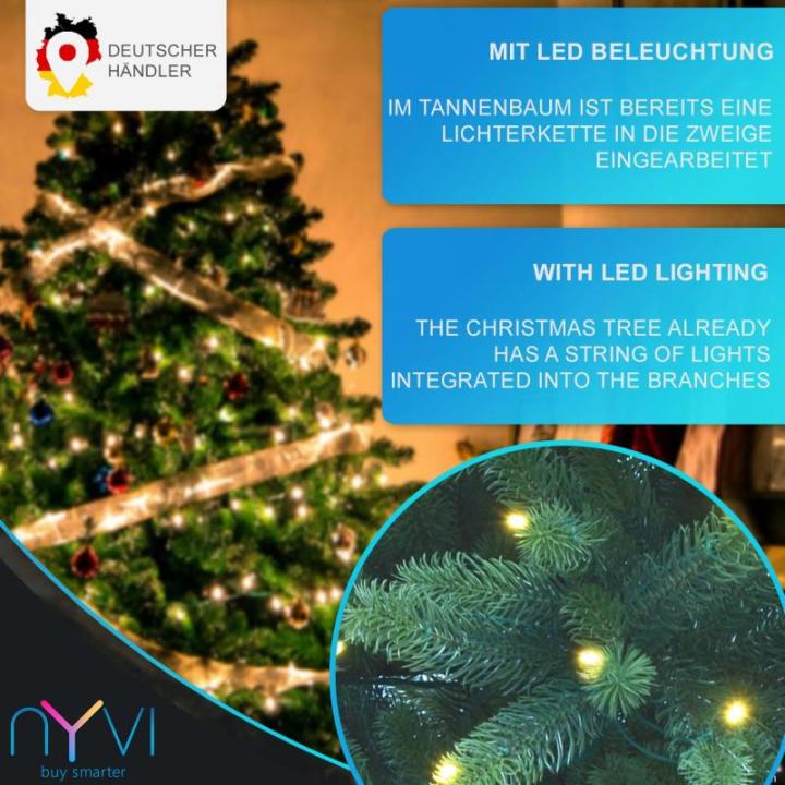 Kerstboom -Xmas Premium 210 cm met LED Fairy Lights - Kunstmatige volledig PE dennenboom van 100% spuitgegoten - bedrieglijk echte kunstboom - B1 moeilijk ontvlambaar