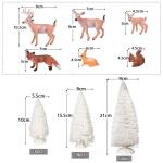 14 stuks mini-figuren, kerstboom, kunstornament, miniatuur, dennenboom, hert, haas, vos, eekhoorn, rendier, kleine kerstfiguren, kerstversiering om te knutselen, Xmas