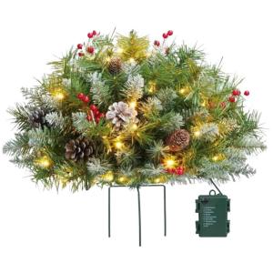 Christmas Planter Filler Outdoor, Pre Lit Christmas Tree Planter Filler, 16 Zoll Outdoor Decoration, Small Light Up Tree for Festive Home Decor, Ideal for and Porches