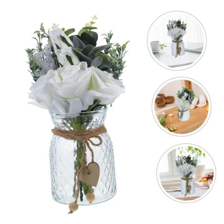1 Satz Simulierte Vasenornamente Hochzeit Blumenarrangement Künstliche Pflanze Mit Vase Heimdekoration Kunstblumen Mit Vase Blumenarrangement Strauß Künstliche Blumen Seidentuch