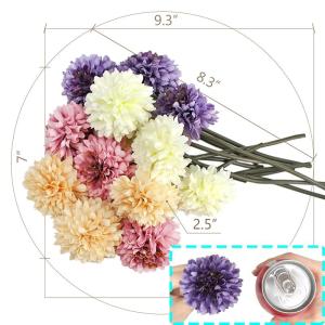 SNAILGARDEN , 12 stuks, 4 kleuren, nepplanten, kunstmatige chrysant met touwtje + wenskaart, zijden hortensia bloemen voor bruidsboeketten, thuis, tuin, feest, kantoorarrangementen