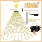 Lichtsnoer kerstboom met ring en topper ster, 400 leds, kerstverlichting, warmwit, 2 m x 16 strengen, 8 modi, waterdichte kerstverlichting, binnen en buiten, voor Kerstmis