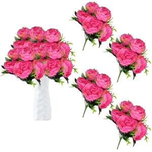 Fake Flowers Künstliche Pfingstrosen Sträuße Blüten Realistische Vintage Blumen für Zuhause Hochzeit Büro Party Dekoration Blumenarrangement Mittelstücke Rosa 0805