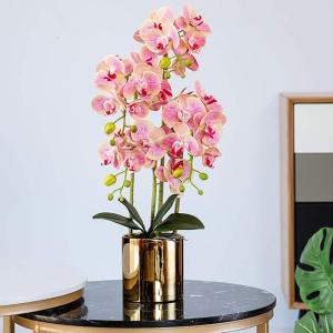 Kunstblumen Künstliche Orchideen-Dekoration – künstliche Topf-Mittelstücke, Elegante Orchideen-Blumen, Garten, Balkon, Hausdekoration für jeden Anlass