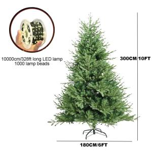 Fichten Weihnachtsbaum mit Licht, Künstlicher Weihnachtsbaum mit Metallständer und Aufklappbaren Zweigen, Erstklassige Weihnachtsdekoration(300cm/10ft)