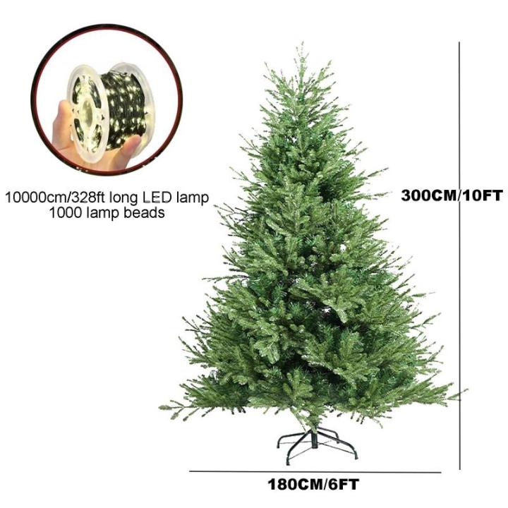 Fichten Weihnachtsbaum mit Licht, Künstlicher Weihnachtsbaum mit Metallständer und Aufklappbaren Zweigen, Erstklassige Weihnachtsdekoration(300cm/10ft)