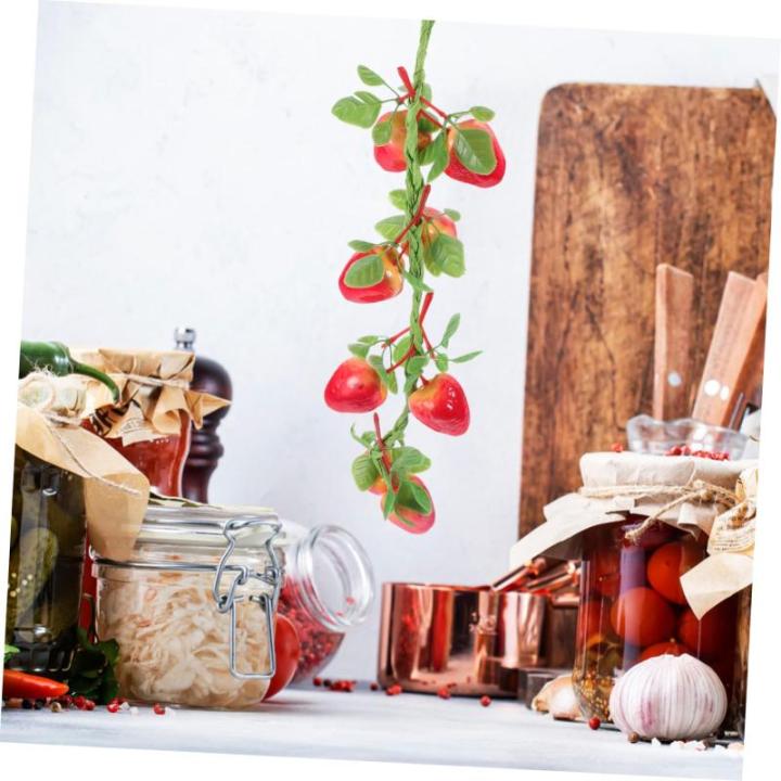 3St Simulierte Erdbeere Erdbeer-Foto-Requisiten lebensechte Fruchtgirlandenrebe Artificial Plant künstliche früchte dekorativer Erdbeeranhänger Wohndekoration Styropor rot