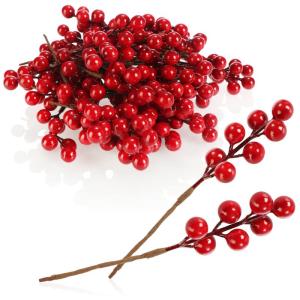 50 x strooidecoratie, decoratieve takken met bessen, decoratieve takken om te strooien als knutselbenodigdheden, verfraait geschenken en potpourris (50 stuks, weinig bessen)