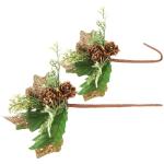 6 x decoratieve maretak, decoratieve maretakjes om op te hangen, decoratieve takken als knutselbenodigdheden, verfraait geschenken en potpourris (6 stuks - wit + goudkleurig)