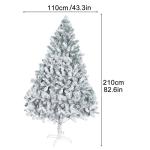 Kerstboom met sneeuw gevlokte kunstsneeuw-kerstfeestdagen, potloodboom, winterfeestdecoratie, 800 realistische takken, versterkt, 210 cm